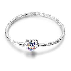 MULA Damen Armband für Charm Beads Perle Anhänger 925 Sterlingsilber Schlangenkette von MULA