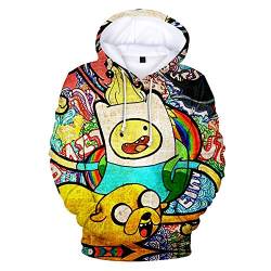 MULIZHE Adventure Time 3D Hoodie Bunter Muster Druck Langarm Casual Sport Jacke Unisex Pullover Festliche Cartoon Kreative Strickjacke -L von MULIZHE