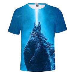 MULIZHE Godzilla King of The Monsters 3D-gedruckte kurzärmelige T-Shirt Sport atmungsaktive Cartoon Paar Sommer Casual Shirt Männer und Frauen schnell trocknende Geschenke -XS von MULIZHE