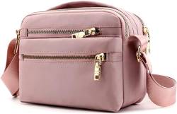 MULTIONS Damen-Umhängetasche, mehrere Taschen, Kuriertasche, Schultertasche, Reisetasche, Handtaschen für Männer und Frauen, geeignet für Einkaufen, Reisen, Termine, Wandern, Alltag, rose, M, von MULTIONS