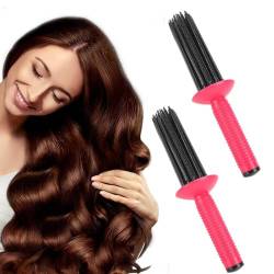 2Pcs Haarbürste Ohne Ziepen Kamm Hair Brush Bürste Curly Hair Brush Für Locken Lockenkamm Curly Hair Product, Long Handle Styling Brush for Detangling, Separating, Shaping and (Hot Pink, One Size) von MUMEOMU