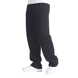 Baggy Jogginghose Herren Weites Breite Sport Jogging Hose Baumwolle Elastische Taille Sweatpants Casual Lang Sporthose Fitness Sweat Pants Men Männer Sweathose Sportkleidung Kordelzug (A-Black, S) von MUMEOMU