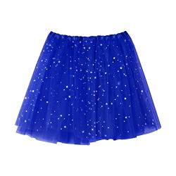 Damen Tüllrock Tüll Rock mit Pailletten Sternen Adult Teen Tütü Rock Minirock Petticoat Tanzkleid Dehnbaren Rock Retro 80er Party Prinzessin Ballett Tanzen Rock Halloween Karneval (Blue, One Size) von MUMEOMU