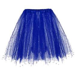 Karneval Damen Pailletten Tüllrock Dehnbaren Tütü Rock Minirock Erwachsene Petticoat Tanzkleid Tutu Rock Adult Teen Ballettrock Tüllrock für Party Ballett Tanzen Halloween Party (Blue, One Size) von MUMEOMU