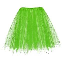 Karneval Damen Pailletten Tüllrock Dehnbaren Tütü Rock Minirock Erwachsene Petticoat Tanzkleid Tutu Rock Adult Teen Ballettrock Tüllrock für Party Ballett Tanzen Halloween Party (Green, One Size) von MUMEOMU