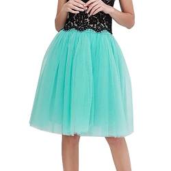 Karneval Kostüm Damen 80er Puffy Tüllrock Tüll Petticoat Tüllrock Damen Unterrock Tütü Rock Hohe Taille Elastische Petticoat Tüllrock Party Rockabilly Tüll Rock Midirock (Mint Green, XL) von MUMEOMU