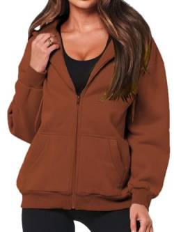 MUMZUGI Damen Sweatjacke Hoodie Jacken Kapuzenpullover Casual Kapuzenjacke, N-Beige XL von MUMZUGI