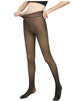 MUMZUGI Warme Leggings für Damen Gefüttert Thermische Dehnbare Leggings Hohe Taille Stretch Hose, Schwarz-1, 300g von MUMZUGI