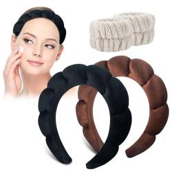 MUNSKT 2 x Make-up-Stirnband für Damen, Spa-Gesichts-Stirnbänder, mit Schwamm gepolstert, weiches Frottee, Haarband für Hautpflege, Make-up-Entfernung, Stirnband, Gesichtswäsche, Haarband zum Waschen von MUNSKT