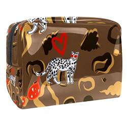 Interessanter Stil Leopard Reise Make-up Tasche PVC Kosmetiktasche Kulturbeutel für Frauen und Mädchen, Mehrfarbig 1, 18.5x7.5x13cm/7.3x3x5.1in von MUOOUM