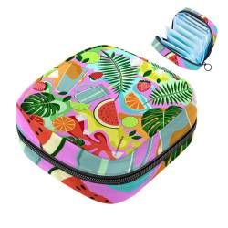 MUOOUM Menstruationspolster Tasche Reißverschluss Damenbinde Tasche Tampons Sammeln Taschen für Frauen Mädchen (Bright Summer Fruit) von MUOOUM