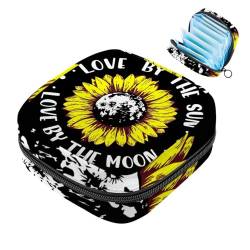MUOOUM Menstruationspolster Tasche Reißverschluss Damenbinden Tasche Tampons Sammeln Taschen für Frauen Mädchen (Liebe Sonnenblume Sonne Erde) von MUOOUM