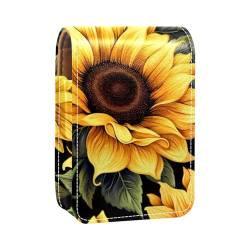 Mini-Lippenstift-Etui mit Spiegel für Geldbörse, Sonnenblumenkunst-Muster, tragbarer Koffer-Halter Organisation, Mehrfarbig 1, 9.5x2x7 cm/3.7x0.8x2.7 in von MUOOUM