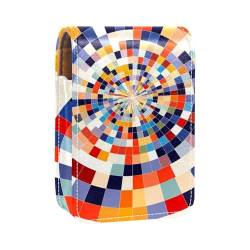 Mini-Lippenstift-Kasten mit Spiegel für Geldbörse, farbige geometrische Mathematik, tragbarer Fallhalter, Organisation, Mehrfarbig 8, 9.5x2x7 cm/3.7x0.8x2.7 in von MUOOUM