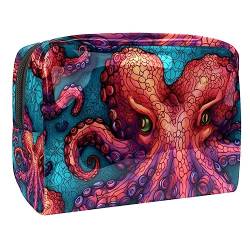 Unterwasser Octopus Muster Kunststoff Make-up Tasche Kosmetik Organizer Frauen Abendtasche, Mehrfarbig 3, 18.5x7.5x13cm/7.3x3x5.1in von MUOOUM