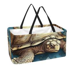 Wiederverwendbare Einkaufstaschen Boxen Aufbewahrungskorb, Meeresschildkröte Farbiges Muster Faltbare Utility Tragetaschen mit langem Griff von MUOOUM