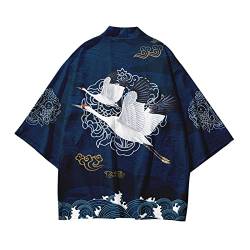 MUOUEAOU Japanischer Kimono Cape 3D Druck Kimono Mäntel Für Herren Unisex Lockerer Umhang Mit Offener Vorderseite Und 3/4-Ärmeln Für Teenager (3,XXL) von MUOUEAOU