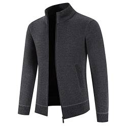 MURABE Strickjacke Herren Fleecejacke Stehkragen Sweatjacke mit Reißverschluß und Taschen Trachtenjacke Dicke Warme Wintermantel Gestrickt Cardigan Herren Freizeit Pullover Outdoor Jacke von MURABE