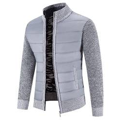 MURABE Strickjacke Herren Fleecejacke Stehkragen Sweatjacke mit Reißverschluß und Taschen Trachtenjacke Dicke Warme Wintermantel Gestrickt Cardigan Herren Freizeit Pullover Outdoor Jacke von MURABE