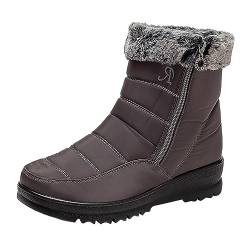 MURABE Winter Schneestiefel für Damen Wasserdicht gefüttert Warm Winterstiefel Reißverschluss Komfortable Outdoor Flach Winter Knöchelstiefel Rutschfeste Damen Winterschuhe von MURABE