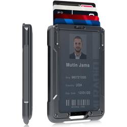 MURADIN Aluminium-Geldbörse für Ausweis, Metall-Kartenhalter, RFID-Brieftaschen, minimalistisches Kartenetui für Herren, GRAU, Medium von MURADIN