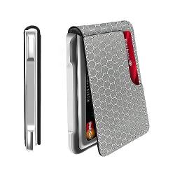 MURADIN Herren-Geldbörse, taktische Bifold Wallets für Herren, Metall, RFID-blockierend, Aluminium, Geldkartenhalter, Geschenke für Männer, V03-Silber-Sgrid, Minimalistisch von MURADIN