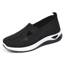 Gewebte atmungsaktive Schuhe mit weicher Sohle für Damen, orthopädische Schuhe für Frauen, Slip-On-Schuhe mit ausgehöhlter atmungsaktiver weicher Sohle für Frauen (Black,39) von MUSNOW