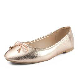 MUSSHOE Flats für Frauen Bequeme flache Schuhe für Damen Flats Ballerinas für Frauen, gold, 42 EU von MUSSHOE