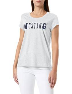 MUSTANG Damen Logo Tee T-Shirt, Grau (Light Grey Melange 4141), S von MUSTANG