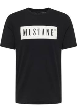 MUSTANG Herren T-Shirt Austin - Regular Fit S-3XL Weiss Schwarz Gün Baumwolle, Größe:S, Farbe:Black 4142 von MUSTANG