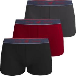 MUSTANG Herren Unterhosen Retro Boxer Luan 3er Pack, Farbe:Mehrfarbig, Wäschegröße:L, Artikel:-427 Black/anthrazit/red von MUSTANG