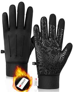 Winterhandschuhe für Herren, Touchscreen, wasserdicht, Damen-Handschuhe, winddicht, Thinsulate-Futter, Handschuhe für Herren, rutschfest, Laufen, Radfahren, schwarz, Mittel von MUTKIS