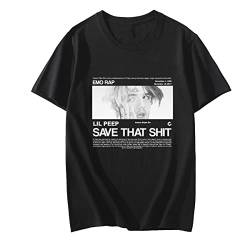 Lil Peep T Shirt Men T Shirt Fashion Hip Hop T-Shirt Soft Cotton Short Sleeve T Shirt Tops Print Casual Streetwear Black XL von MUTU