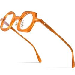 MUTYNE Acetat-Brillengestell, Damen, quadratisch, rechts, rund, Brillen, Herren, Brillen, Brillen, Orange, Einheitsgröße von MUTYNE
