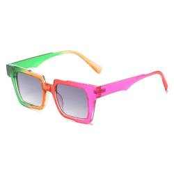 MUTYNE Beliebte modische bunte quadratische Damen-Sonnenbrille mit Farbverlauf, Retro-Männer, trendige Farbtöne, UV400, grün, lila, grau, Einheitsgröße von MUTYNE