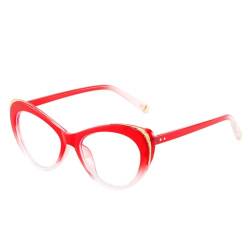 MUTYNE Brillengestell Damen Cat Eye Brillengestelle Computer Dekorative Brillen Trendige Brillen,Rot,Einheitsgröße von MUTYNE