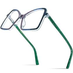 MUTYNE Mehrfarbige Acetat-Brillenfassung für Damen, Supergröße, Cat-Eye-Brille, Brillen, Blaugrün, Einheitsgröße von MUTYNE