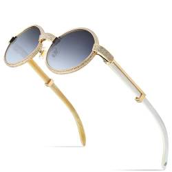 MUTYNE Runde Buffs-Sonnenbrille für Herren, luxuriöse Diamant-Sonnenbrille für Damen, Farbverlaufsgrau, Einheitsgröße von MUTYNE