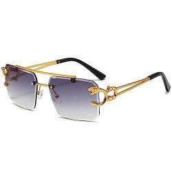 MUTYNE Vintage quadratische randlose Sonnenbrille für Damen, rahmenlose Sonnenbrille für Herren, Leopardenbrille, Farbverlaufsgrau, Einheitsgröße von MUTYNE