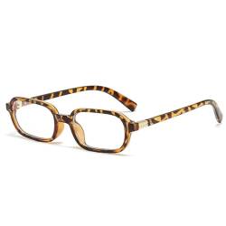 Mode Kleine Rechteck Frauen Shades UV400 Sonnenbrille Retro Klare Linse Männer Brillengestell, Leopard klar, Einheitsgröße von MUTYNE