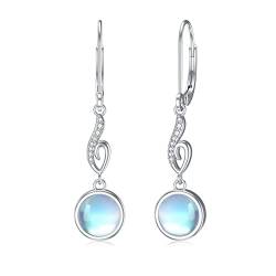 MUUYON Mondstein Hängend Ohrringe 925 Sterling Silber Leverback Creolen für Frauen Teen mit Schmuck Ohrringe Geschenkbox von MUUYON