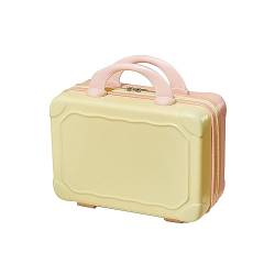 35,6 cm ABS-Kosmetiktasche, tragbar, Reise-Make-up-Koffer, dekorative Handgepäck-Tragetasche für Frauen und Mädchen, Gelb mit Pink, AS THE PIC SHOW von MUUYYI
