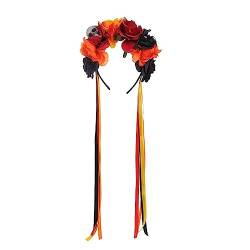 MUUYYI Stirnband Tag der Toten Band Blume Schädel Haarband Cosplay Kostüm Kopfschmuck für Frauen Festival Haarschmuck von MUUYYI