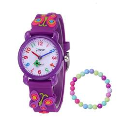 Kinder Uhren für Mädchen ab 3-10 Jahre, Analog Quarz Armbanduhr Cute 3D Cartoon Kinderuhr Silikon Armband Mädchenuhr (+Bunte Mädchen Perlen Armbänder) von MUXIJIA