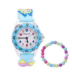 MUXIJIA Kinder Uhren für Mädchen ab 3-10 Jahre, 3D Cartoon Mädchenuhr Silikon Uhrenarmband Kinderuhr, Analog Quarz Armbanduhr Jungen Uhr Mädchen Uhr (Blau) von MUXIJIA