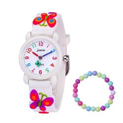 MUXIJIA Kinder Uhren für Mädchen ab 3-10 Jahre, Analog Quarz Armbanduhr Cute 3D Cartoon Kinderuhr Silikon Armband Mädchenuhr (+Bunte Mädchen Perlen Armbänder) von MUXIJIA