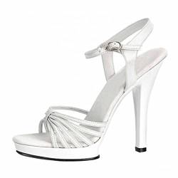 MUYEY Damen Platform 13 cm High Heel Stiletto Pumps Sandalen Für Hochzeit Prom Club,Weiß,34 EU von MUYEY