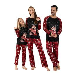 MUYOGRT Familien Weihnachts Pyjama Set, Weihnachtspyjama Weihnachten Schlafanzug Lang Outfit, Matching Pyjamas Couple Christmas Pyjama für Damen Herren Kinder（12，Kinder） von MUYOGRT