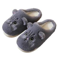 MUYOGRT Katze Hausschuhe für Damen Plüsch, Damen Herren Lustige Plüsch Hausschuhe, Winter Warme Flauschige Plüsch Hausschuhe Tiere Hausschuhe für Cat Slippers von MUYOGRT