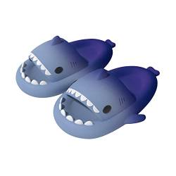 MUYOGRT Shark Slides Cute Shark Slippers Damen Hai Hausschuhe Herren Unisex Super Weich Rutschfest Badelatchen Badeschuhe für Sommer(Blau Marineblau,36/37) von MUYOGRT